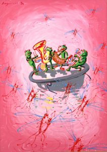 Froschkonzert von Peter Angermann – ein Motiv der Wunsiedler Wasserspiele 2018